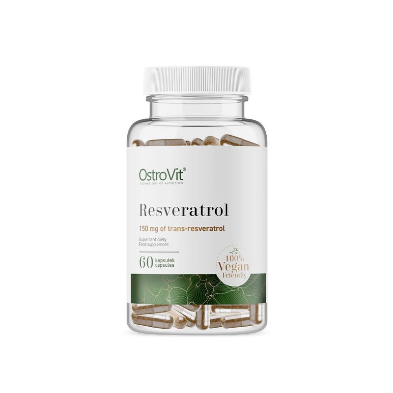 Resveratrol Trans Vege 60 Capsule, OstroVit Resveratrol Trans Vege beneficii: mentine sanatatea colonului, antioxidant natural p