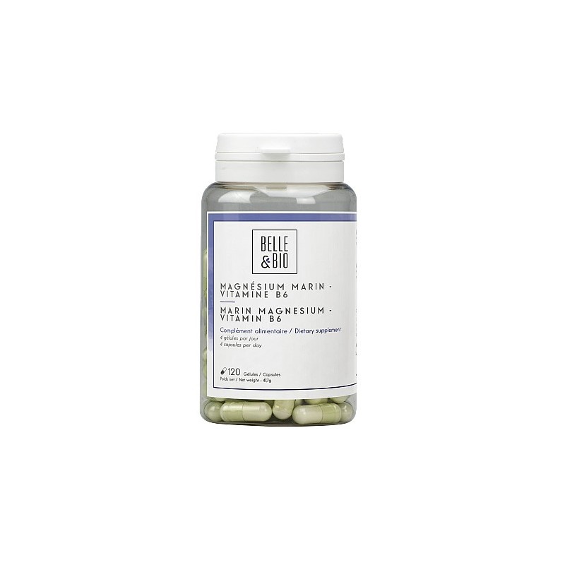 Belle&Bio Magneziu marin + Vitamina B6, 120 capsule Beneficii Magneziu marin si Vitamina B6: mentine metabolismul energetic, spr