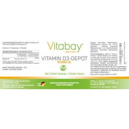 Vitabay Vitamina D3 - 10.000 UI - 240 Tablete vegane Beneficii Vitamina D3: ajuta la mentinerea sanatatii oaselor, suport pentru
