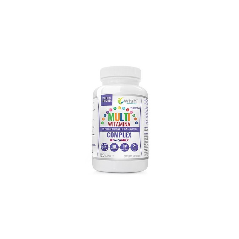 Wish Pharmaceutical Multivitamin Complex + Prebiotic - 120 Capsule BENEFICIILE COMPLEXULUI MULTIVITAMINIC: vitamine 100% natural