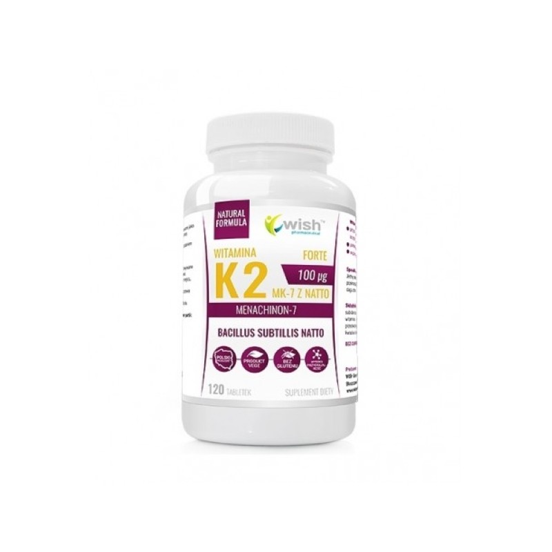 Vitamin K2 Mk-7 Natto 100mcg - 120 Tablete, Wish Vitamina K2 MK7 beneficii: sustine sanatatea oaselor, promoveaza o buna circula